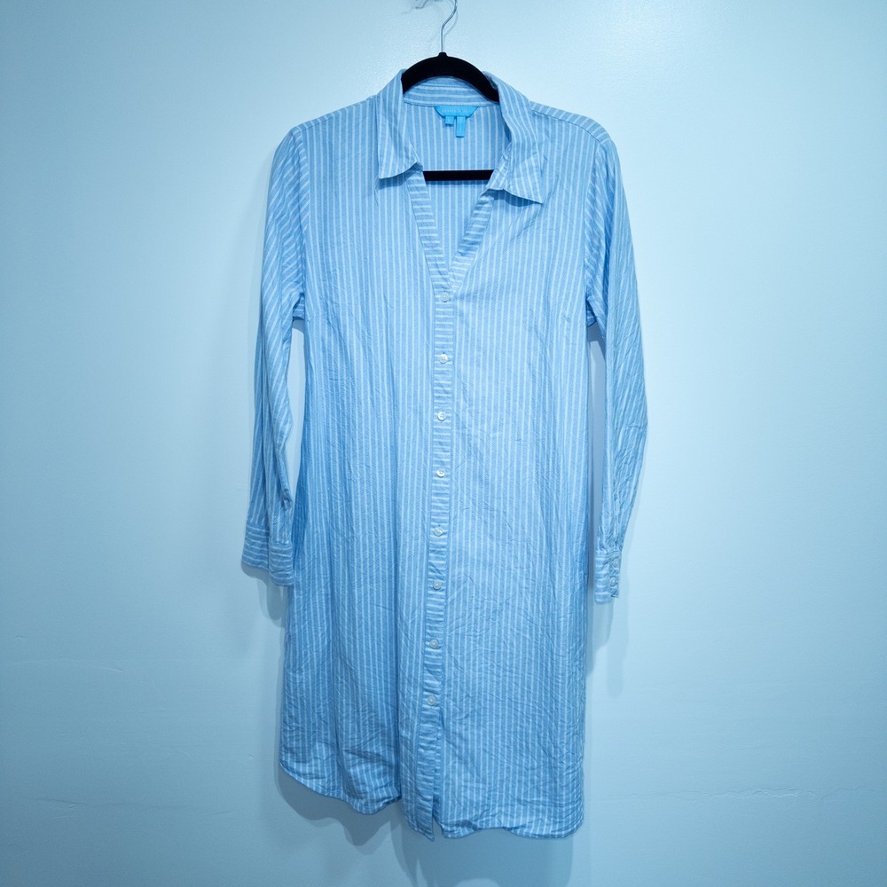 Draper James‎ Blue Stripe Oxford Shirting Isabella Shirt Dress Large - Picture 2 of 8